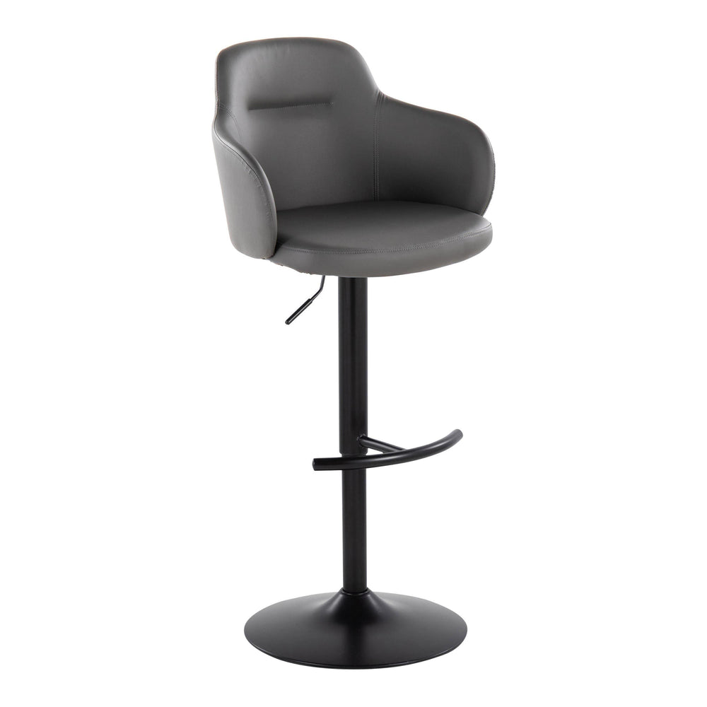 English Elm Boyne Contemporary Adjustable Barstools Set Of 2 – Stylish Grey Faux Leather & Black Metal Design B202S00745