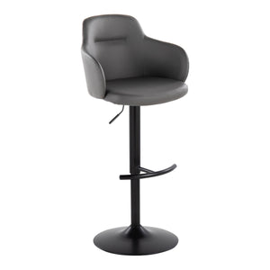 English Elm Boyne Contemporary Adjustable Barstools Set Of 2 – Stylish Grey Faux Leather & Black Metal Design B202S00745