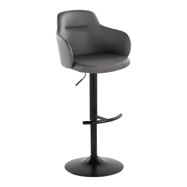 English Elm Boyne Contemporary Adjustable Barstools Set Of 2 – Stylish Grey Faux Leather & Black Metal Design B202S00745