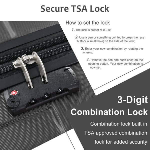 English Elm Hardshell Abs Checked Suitcase with 360 Spinner Wheels Expandable Tsa Lock 28 Inch Black N730P296747B