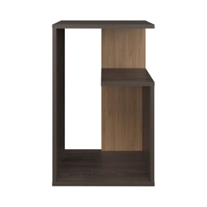 English Elm Side Table Sallis - Compact Macadamia Engineered Wood End Table with Open Shelf, Portable Design Brown B092P309189