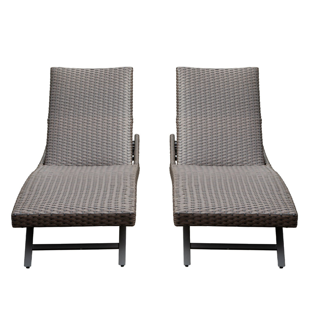 English Elm 2-Piece Aluminum Wicker Outdoor Chaise Lounge with Quick-Dry Cushions, 4 Recline Positions, Wheels W1859P360203