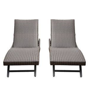 English Elm 2-Piece Aluminum Wicker Outdoor Chaise Lounge with Quick-Dry Cushions, 4 Recline Positions, Wheels W1859P360203