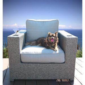 English Elm Fully Assembled Patio Chair with Cushions - Ergonomic Wicker Lounge, Plush Water-Repellent Fabric, Reclining Comfort Grey B120P205635