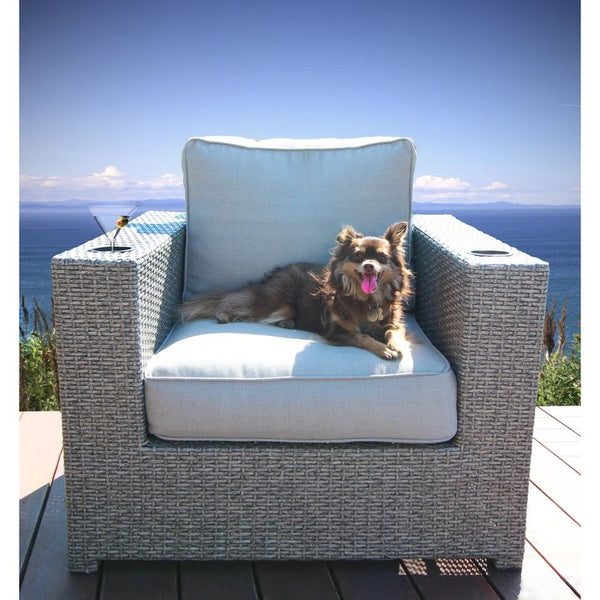English Elm Fully Assembled Patio Chair with Cushions - Ergonomic Wicker Lounge, Plush Water-Repellent Fabric, Reclining Comfort Grey B120P205635