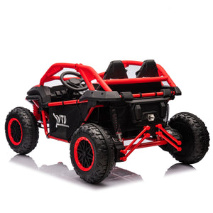 English Elm 24v Two Seater Kids Utv with Parental Remote Dual Motors Four Wheel Suspension Led Red W1578P198433