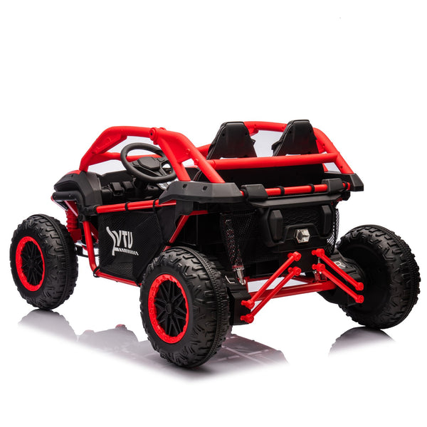 English Elm 24v Two Seater Kids Utv with Parental Remote Dual Motors Four Wheel Suspension Led Red W1578P198433