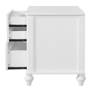 English Elm 23" Two Drawer Nightstand White Pine Wood Vertical Slat Modern Bedside Table N770P389799K
