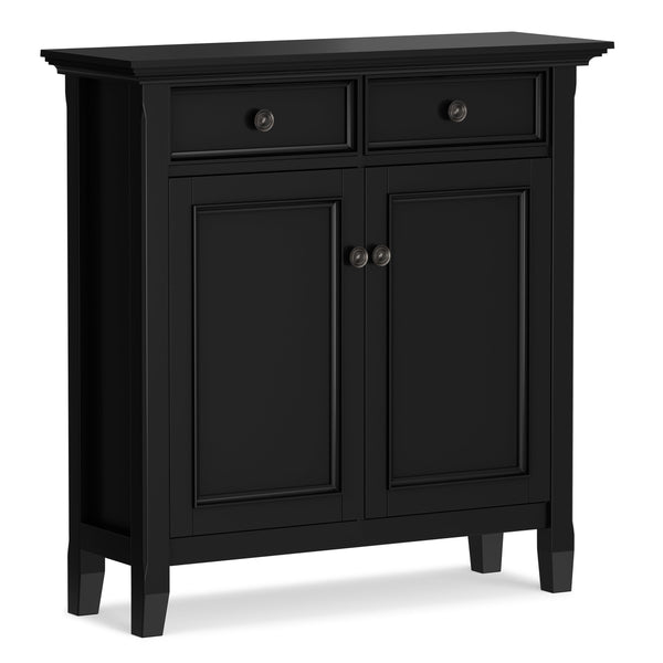 English Elm Amherst Black Pine Entryway Cabinet with Crown Molding and Raised Panel Doors B136P436041