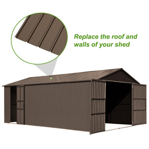 English Elm 25 Pcs Metal Roofing Panels - Durable, Weather-Resistant Galvanized Panels For Diy Outdoor Projects W1859P387319