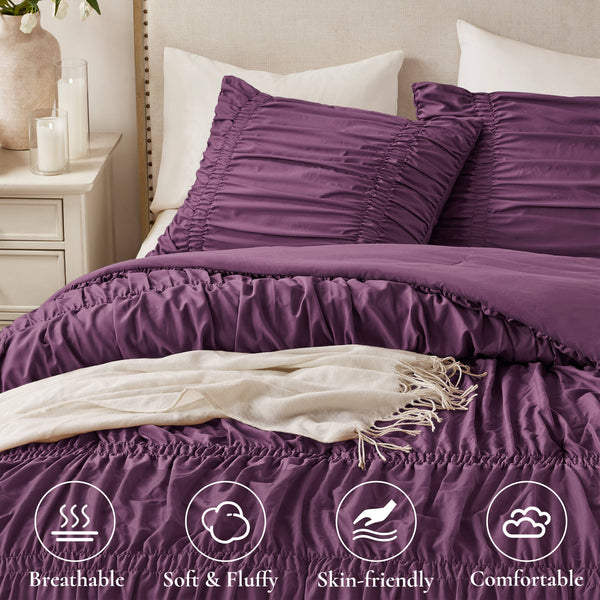 English Elm 3PCS Queen Comforter Set – Ultra-Soft Washed Microfiber Comforter with Plush Poly Fill, Cozy Luxury Bedding Purple 16.73 L x 12.99 W x 7.87 H B035P341086