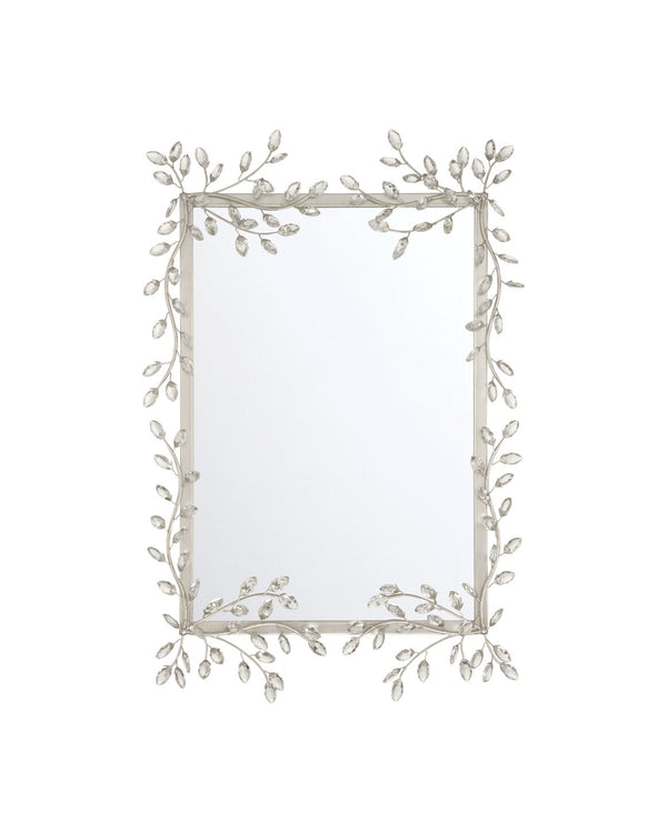 Currey & Company Forget-me-not Rectangular Mirror - Elegant Crystal-embellished Frame With Luxurious Beveled Edge Design Silver Crystal ,Metal ,Glass 1000-0162-currey-company