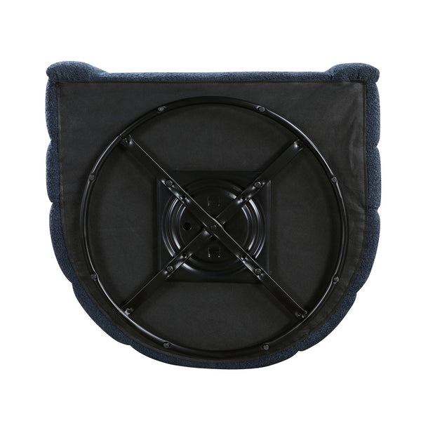 English Elm Modern Swivel Chair with Ottoman in Bouclé Fabric, Solid Wood Frame, Cozy Curved Design for Living Rooms Blue 32 L x 31 W x 31.25 H B011P281845