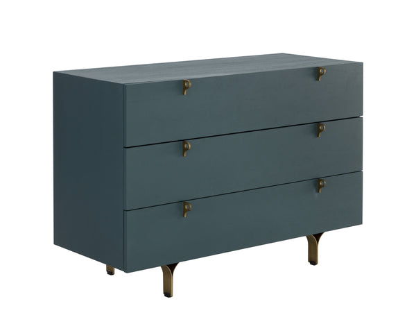 Sunpan Celine Dresser - Elegant Rubberwood Design with Antique Brass Feet for a Stunning Bedroom Upgrade Teal