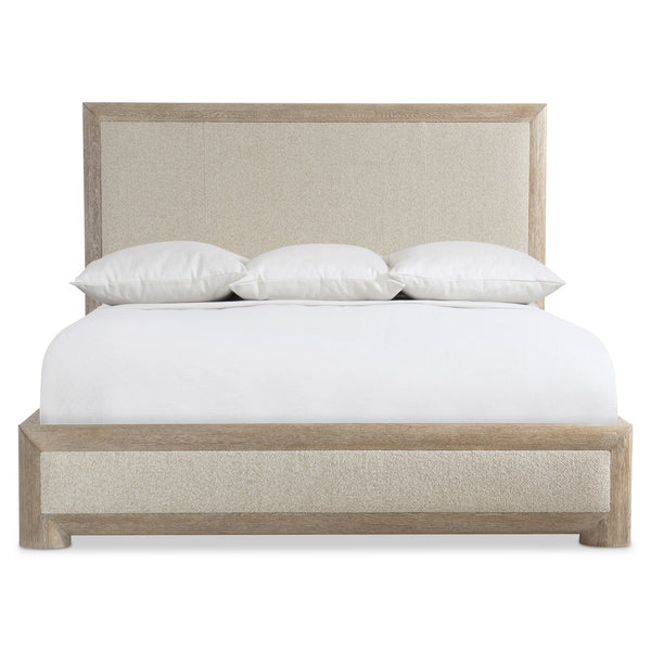 Bernhardt Bernhardt Aventura Upholstered Panel Bed With Marcona Wood Finish, B640 Fabric Insets, Casual-Trad Appeal K1906