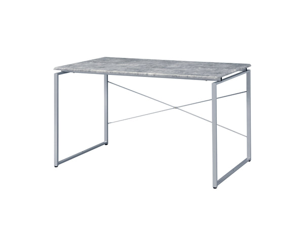 English Elm Jurgen Industrial Faux Concrete Writing Desk with Silver Metal Sled Base, Modern Office Table 48" B2726P282410