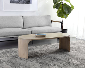 Sunpan Tomas Mid-Century Modern Coffee Table - Oval Solid Acacia Wood with Unique Natural Character 51"W