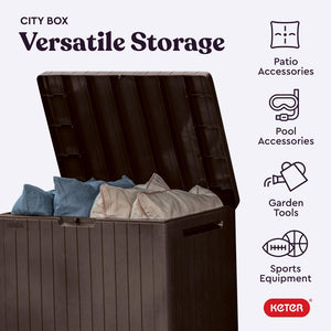 English Elm 30 Gallon Resin Deck Box Weatherproof Lockable Outdoor Patio Storage Container W2181P484988