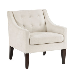English Elm Contemporary Button-Tufted Accent Chair with Plush Fabric, Curved Arms and Solid Wood Legs for Living Beige 26.5 L x 28.5 W x 22.5 H B011P281833