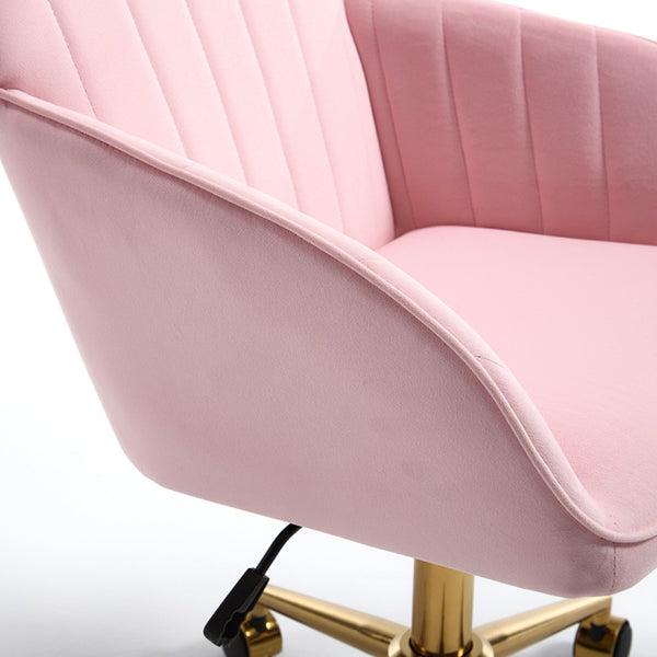 English Elm Ty Ergonomic Velvet Swivel Office Chair - Plush Memory Foam Comfort, Stylish Baby-Pink Design, Durable W2311P295811-GIGA