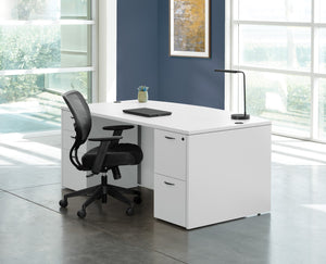OSP Home Furnishings Napa Bow Top Executive Desk with Curved Edge and Spacious Ergonomic Work Surface White NAPWHT-TYP1