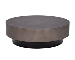 Sunpan Bernaby Coffee Table - Contemporary Round Design with Hand-Painted Metal Top and Unique Craftsmanship Gunmetal