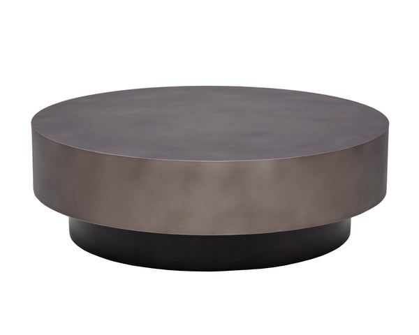 Sunpan Bernaby Coffee Table - Contemporary Round Design with Hand-Painted Metal Top and Unique Craftsmanship Gunmetal