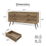 English Elm 4-Drawer Chest, 4 Drawer Dresser Tv Stand For Tv, Dressers Bedroom Furniture Large Storage Tower Unit, Dresser For Bedroom, Closet Living Room, Hallway, 47.2"W X 15.7"D X 23.6"H, Rustic Walnut