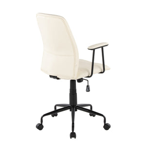 English Elm Office Chair with Faux Leather Upholstery Pneumatic Swivel Seat for Modern Workspaces Cream B202P474195