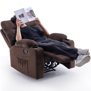 English Elm Oversized Recliner chair with ergonomic support, swivel rocker, quick 5-min assembly for adults comfort Chocolate T3623P408729