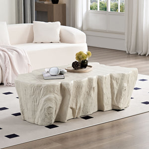 English Elm 48.62 Inch Organic Sculptural Fiberglass Coffee Table Ready to Use Modern Living Room W876P401274