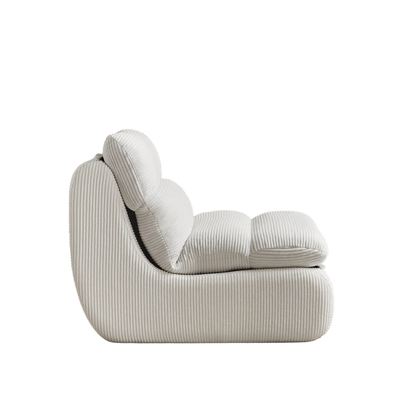 English Elm Modern Compressed Lounge Chair with Ottoman Corduroy Recliner Small Space Sofa High-Density Foam Comfort Beige W1036P251820