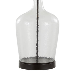English Elm Botella Dimpled Glass Table Lamp Set with Linen Shade and Usb Port for Bedrooms B202P224039