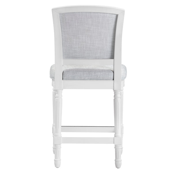 English Elm 26" Counter Stool Weathered Frame Woven Upholstery Turned Legs Kitchen Island Seating White B2751P436454