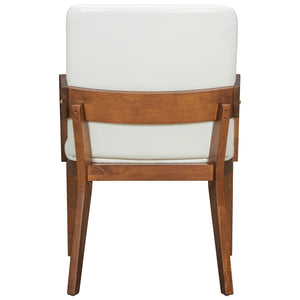 English Elm Modern Ergonomic PU Leather Dining Chairs Set of 2 with Reinforced Lumbar Support, Compact Style & Comfort Walnut,White N842P299017H