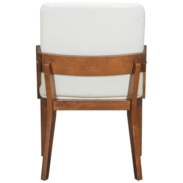 English Elm Modern Ergonomic PU Leather Dining Chairs Set of 2 with Reinforced Lumbar Support, Compact Style & Comfort Walnut,White N842P299017H