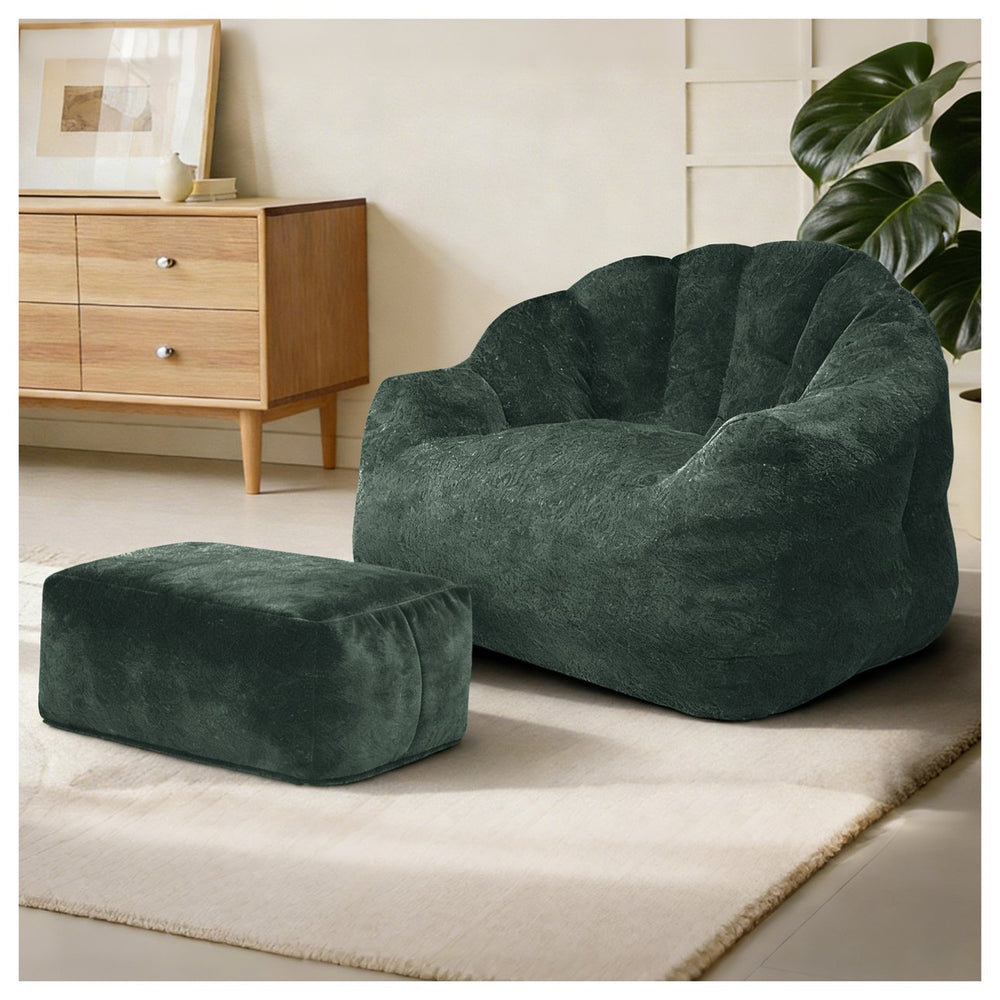 English Elm Bean Bag Lounge Chair with Armrests High Density Memory Foam Adult Seating Green W3737P423759