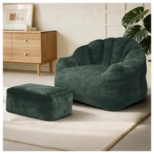 English Elm Bean Bag Lounge Chair with Armrests High Density Memory Foam Adult Seating Green W3737P423759