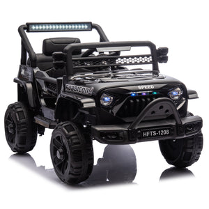 English Elm 12v Kids Electric Ride on Truck with Parental Remote Four Wheel Suspension and Led Lights Black W1578P187459