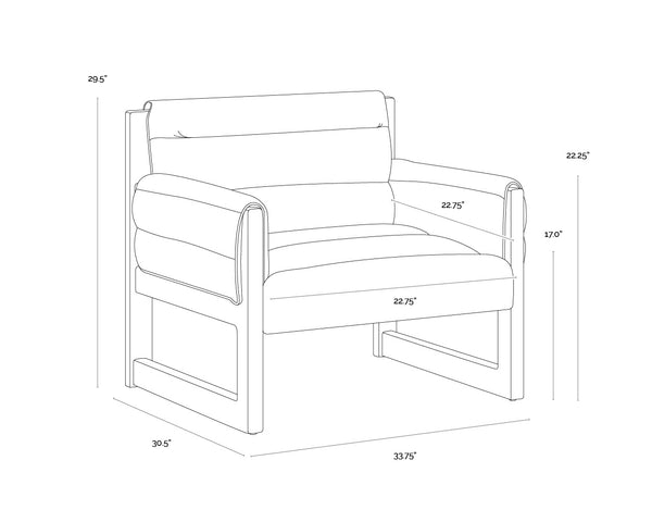 Sunpan Ferguson Lounge Chair - Elegant Channel Tufted Design With Cozy Geralt Linen For Luxurious Comfort Black Leather 111964