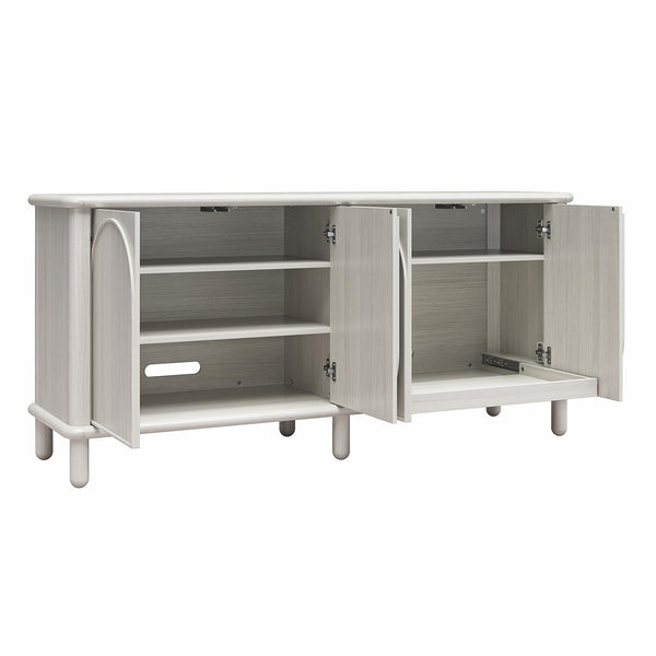 English Elm Selena Whitewashed Wood Credenza with Four Doors and Adjustable Storage Shelves B2733S00012