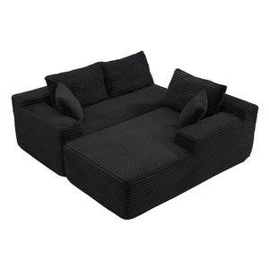 English Elm 105'' Modular Cloud Sectional Corduroy L-shape Couch Deep Seat Living Room Lounge W1117S00328