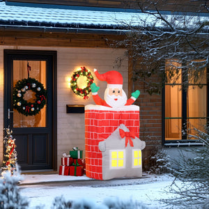 English Elm 7ft Animated Santa Chimney Inflatable Outdoor Holiday Decor with Led Night Display T3971P381226