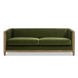 English Elm Georgia 81" Cane Rattan Tuxedo Sofa, Olive Green Performance Velvet