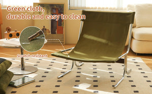 English Elm Modern Wingback Accent Chair Faux Leather Upholstery Chrome X Frame Living Room Green W2105P440976