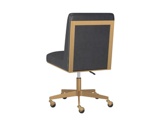 Sunpan Dean Office Chair - Modern Faux Leather Design with Stylish Stainless Steel Base for Effortless Elegance Brushed Brass / Bravo Portabella