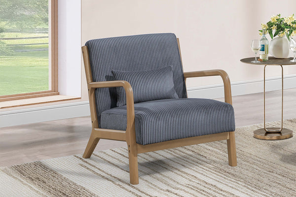 English Elm Dark Gray Modern Accent Chair with Corduroy Upholstery and Pillow, Low-Profile Reclined Design for Cozy Rooms B011P369876