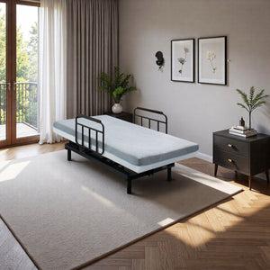 English Elm Electric Lift Bed with OKIN Motor, Memory Foam Mattress, Quiet 50,000-Cycle Frame, Fall-Safe Rails Black,Grey W2699S00061