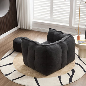 English Elm Soft Bean Bag Chair Set With Footstool For Gaming & Relaxation - Cozy, Durable & Space-Saving Design W1996P309482-GIGA