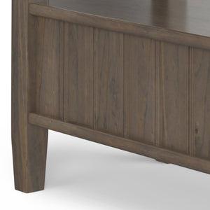 English Elm Lev Narrow End Table Smoky Brown - Handcrafted Solid Wood, Drawer & Open Shelf, Transitional Style B136P158814